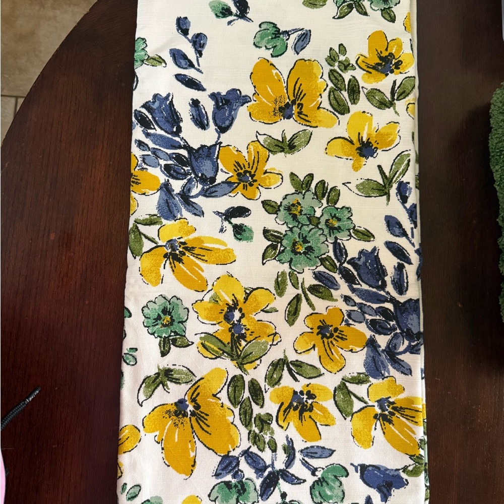 Floral Print Shower Curtain with Yellow and Blue Flowers